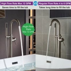 WOODBRIDGE Vienna Single-Handle Freestanding Tub Faucet with Hand Shower in Brushed Nickel -Bathroom Faucets Store brushed nickel woodbridge claw foot tub faucets f1033 4f 1000