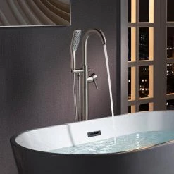 WOODBRIDGE Sierra Single-Handle Freestanding Tub Faucet with Hand Shower in Brushed Nickel -Bathroom Faucets Store brushed nickel woodbridge claw foot tub faucets f1035 40 1000
