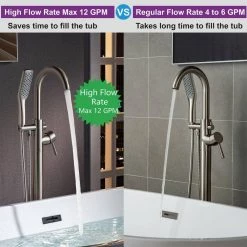 WOODBRIDGE Sierra Single-Handle Freestanding Tub Faucet with Hand Shower in Brushed Nickel -Bathroom Faucets Store brushed nickel woodbridge claw foot tub faucets f1035 4f 1000