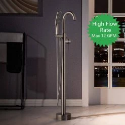 WOODBRIDGE Sierra Single-Handle Freestanding Tub Faucet with Hand Shower in Brushed Nickel
