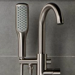 WOODBRIDGE Sierra Single-Handle Freestanding Tub Faucet with Hand Shower in Brushed Nickel -Bathroom Faucets Store brushed nickel woodbridge claw foot tub faucets f1035 77 1000