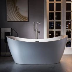 WOODBRIDGE Sierra Single-Handle Freestanding Tub Faucet with Hand Shower in Brushed Nickel -Bathroom Faucets Store brushed nickel woodbridge claw foot tub faucets f1035 a0 1000