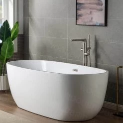 WOODBRIDGE Beaumont Single-Handle Freestanding Floor Mount Tub Filler Faucet with Hand Shower in Brushed Nickel 19 WOODBRIDGE Beaumont Single-Handle Freestanding Floor Mount Tub Filler Faucet with Hand Shower in Brushed Nickel -Bathroom Faucets Store brushed nickel woodbridge claw foot tub faucets f1076 1f 1000