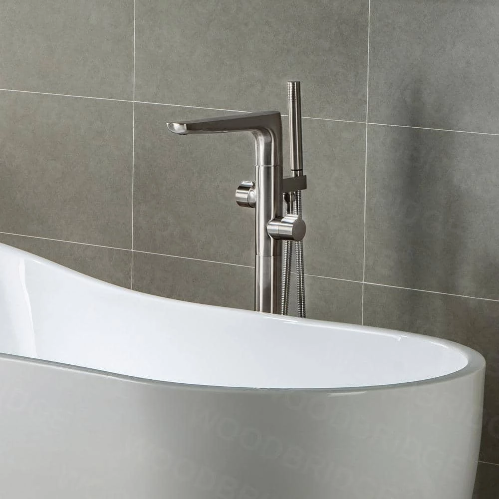 WOODBRIDGE Beaumont Single-Handle Freestanding Floor Mount Tub Filler Faucet with Hand Shower in Brushed Nickel 2 WOODBRIDGE Beaumont Single-Handle Freestanding Floor Mount Tub Filler Faucet with Hand Shower in Brushed Nickel - Image 2