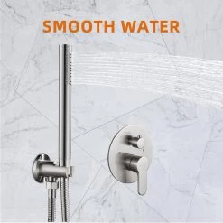 Zalerock Rainfall 1-Spray Round 12 in. Shower System with Hand Shower in Brushed Nickel -Bathroom Faucets Store brushed nickel zalerock shower faucets ksa042 1f 1000