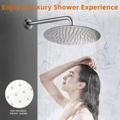Zalerock Rainfall 1-Spray Round 12 in. Shower System with Hand Shower in Brushed Nickel -Bathroom Faucets Store brushed nickel zalerock shower faucets ksa042 4f 1000