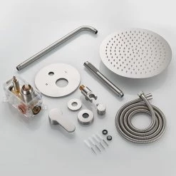 Zalerock Rainfall 1-Spray Round 12 in. Shower System with Hand Shower in Brushed Nickel -Bathroom Faucets Store brushed nickel zalerock shower faucets ksa042 76 1000
