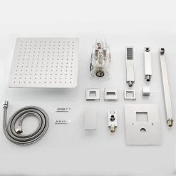 Zalerock Rainfall 1-Spray Square 12 in. Tub and Shower Faucet with Hand Shower in Brushed Nickel (Valve Included) -Bathroom Faucets Store brushed nickel zalerock shower faucets ksa052 76 1000