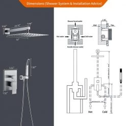 Zalerock Rainfall 1-Spray Square 10 in. Shower System Shower Head with Handheld in Brushed Nickel (Valve Included) -Bathroom Faucets Store brushed nickel zalerock wall bar shower kits ksa022 fa 1000