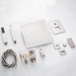 Zalerock Rainfall 1-Spray Square Ceiling Mount Shower System Shower Head with Handheld in Brushed Nickel (Valve Included) -Bathroom Faucets Store brushed nickel zalerock wall bar shower kits ksa032 44 1000