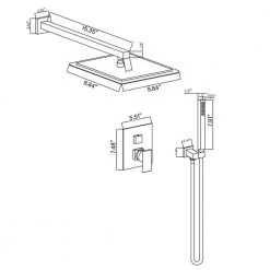 AKDY Square, wall-mounted fixed rain shower faucet, handheld shower combo, in Brushed Stainless Steel. -Bathroom Faucets Store brushed stainless steel akdy shower faucets sf001 2 1f 1000