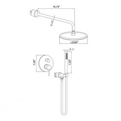 AKDY Round, wall-mounted adjustable rain shower faucet, handheld shower combo, in Brushed Stainless Steel. -Bathroom Faucets Store brushed stainless steel akdy shower faucets sf002 2 1f 1000