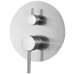AKDY Round, wall-mounted adjustable rain shower faucet, handheld shower combo, in Brushed Stainless Steel. -Bathroom Faucets Store brushed stainless steel akdy shower faucets sf002 2 77 1000