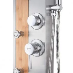 AKDY 57 In. 4-Jet Multifunction Shower System With Adjustable Rainfall Shower Head And Shower Wand -Bathroom Faucets Store brushed stainless steel bamboo akdy shower towers sp0139 4f 1000