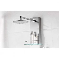 ANZZI Coastal Series 44 in. Full Body Shower Panel System with Heavy Rain Shower and Spray Wand in Brushed Steel -Bathroom Faucets Store brushed steel anzzi shower towers sp az075 1f 1000