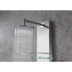ANZZI Coastal Series 44 in. Full Body Shower Panel System with Heavy Rain Shower and Spray Wand in Brushed Steel -Bathroom Faucets Store brushed steel anzzi shower towers sp az075 76 1000