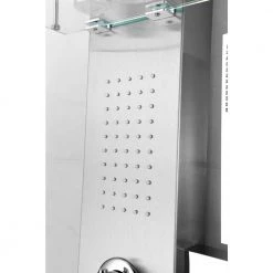 ANZZI Coastal Series 44 in. Full Body Shower Panel System with Heavy Rain Shower and Spray Wand in Brushed Steel -Bathroom Faucets Store brushed steel anzzi shower towers sp az075 a0 1000