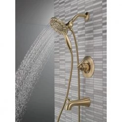 Delta Arvo In2ition Two-in-One Single-Handle 4-Spray Tub and Shower Faucet in Champagne Bronze (Valve Included) -Bathroom Faucets Store champagne bronze delta bathtub shower faucet combos 144840 cz i 4f 1000