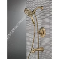 Delta Arvo In2ition Two-in-One Single-Handle 4-Spray Tub and Shower Faucet in Champagne Bronze (Valve Included) -Bathroom Faucets Store champagne bronze delta bathtub shower faucet combos 144840 cz i 76 1000