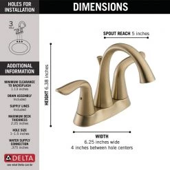 Delta Lahara 4 in. Centerset 2-Handle Bathroom Faucet with Metal Drain Assembly in Champagne Bronze -Bathroom Faucets Store champagne bronze delta centerset bathroom faucets 2538 czmpu dst 40 1000