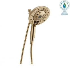 Delta In2ition 2-in-1 H2Okinetic 5-Spray Hand Shower and Shower Head Combo Kit in Champagne Bronze -Bathroom Faucets Store champagne bronze delta dual shower heads 58480 cz pk 31 1000