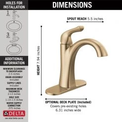 Delta Arvo Single Hole Single-Handle Bathroom Faucet in Champagne Bronze -Bathroom Faucets Store champagne bronze delta single hole bathroom faucets 15840lf cz 40 1000