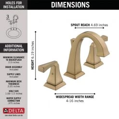 Delta Dryden 8 in. Widespread 2-Handle Bathroom Faucet with Metal Drain Assembly in Champagne Bronze -Bathroom Faucets Store champagne bronze delta widespread bathroom faucets 3551 czmpu dst 40 1000