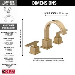Delta Vero 8 in. Widespread 2-Handle Bathroom Faucet with Metal Drain Assembly in Champagne Bronze -Bathroom Faucets Store champagne bronze delta widespread bathroom faucets 3553lf cz 40 1000