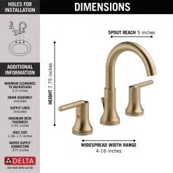 Delta Trinsic 8 in. Widespread 2-Handle Bathroom Faucet with Metal Drain Assembly in Champagne Bronze -Bathroom Faucets Store champagne bronze delta widespread bathroom faucets 3559 czmpu dst 40 1000
