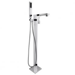 AKDY 1-Handle Freestanding Floor Mount Roman Tub Faucet Bathtub Filler with Hand Shower in Chrome