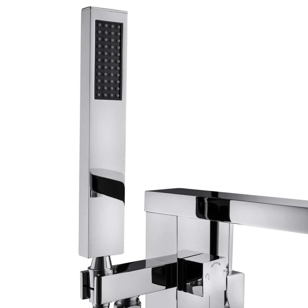 AKDY 1-Handle Freestanding Floor Mount Roman Tub Faucet Bathtub Filler with Hand Shower in Chrome 6 AKDY 1-Handle Freestanding Floor Mount Roman Tub Faucet Bathtub Filler with Hand Shower in Chrome - Image 6