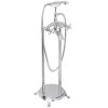 AKDY 3-Handle Freestanding Floor Mount Claw Foot Tub Faucet Bathtub Filler with Telephone Hand Shower in Chrome