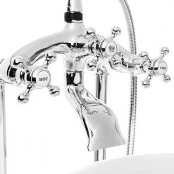AKDY 3-Handle Freestanding Floor Mount Claw Foot Tub Faucet Bathtub Filler with Telephone Hand Shower in Chrome 15 AKDY 3-Handle Freestanding Floor Mount Claw Foot Tub Faucet Bathtub Filler with Telephone Hand Shower in Chrome -Bathroom Faucets Store chrome akdy claw foot tub faucets tf0023 77 1000