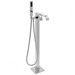 AKDY 1-Handle Freestanding Floor Mount Roman Tub Faucet Bathtub Filler with Hand Shower in Chrome