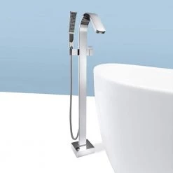 AKDY 1-Handle Freestanding Floor Mount Roman Tub Faucet Bathtub Filler with Hand Shower in Chrome -Bathroom Faucets Store chrome akdy roman tub faucets tf0027 31 1000