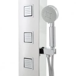 ANZZI Lann 53 in. 3-Jetted Full Body Shower Panel System with Heavy Rain Showerhead and Spray Wand in Chrome (Valve Included) -Bathroom Faucets Store chrome anzzi shower towers sp az015 40 1000