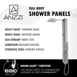 ANZZI Lann 53 in. 3-Jetted Full Body Shower Panel System with Heavy Rain Showerhead and Spray Wand in Chrome (Valve Included) -Bathroom Faucets Store chrome anzzi shower towers sp az015 c3 1000