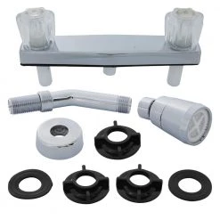 DANCO 1-Spray 2-Handle 8 in. Mobile Home/RV Shower Faucet with Arm in Chrome (Valve Not Included) -Bathroom Faucets Store chrome danco shower faucets 10656x 1f 1000