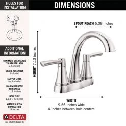 Delta Casara 4 in. Centerset Double Handle Bathroom Faucet in Polished Chrome -Bathroom Faucets Store chrome delta centerset bathroom faucets 25862lf 40 1000