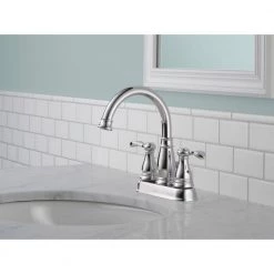 Delta Porter 4 in. Centerset 2-Handle High-Arc Bathroom Faucet in Chrome -Bathroom Faucets Store chrome delta centerset bathroom faucets 25984lf 40 1000