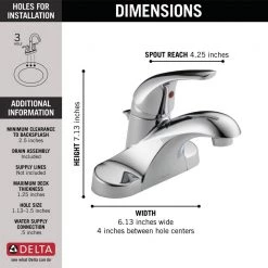 Delta Foundations 4 in. Centerset 1-Handle Bathroom Faucet in Polished Chrome (2-Pack) 11 Delta Foundations 4 in. Centerset 1-Handle Bathroom Faucet in Polished Chrome (2-Pack) -Bathroom Faucets Store chrome delta centerset bathroom faucets b510lf ppu eco2 40 1000