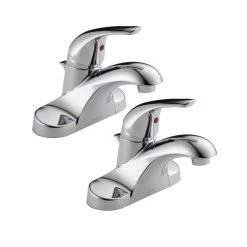 Delta Foundations 4 in. Centerset 1-Handle Bathroom Faucet in Polished Chrome (2-Pack)