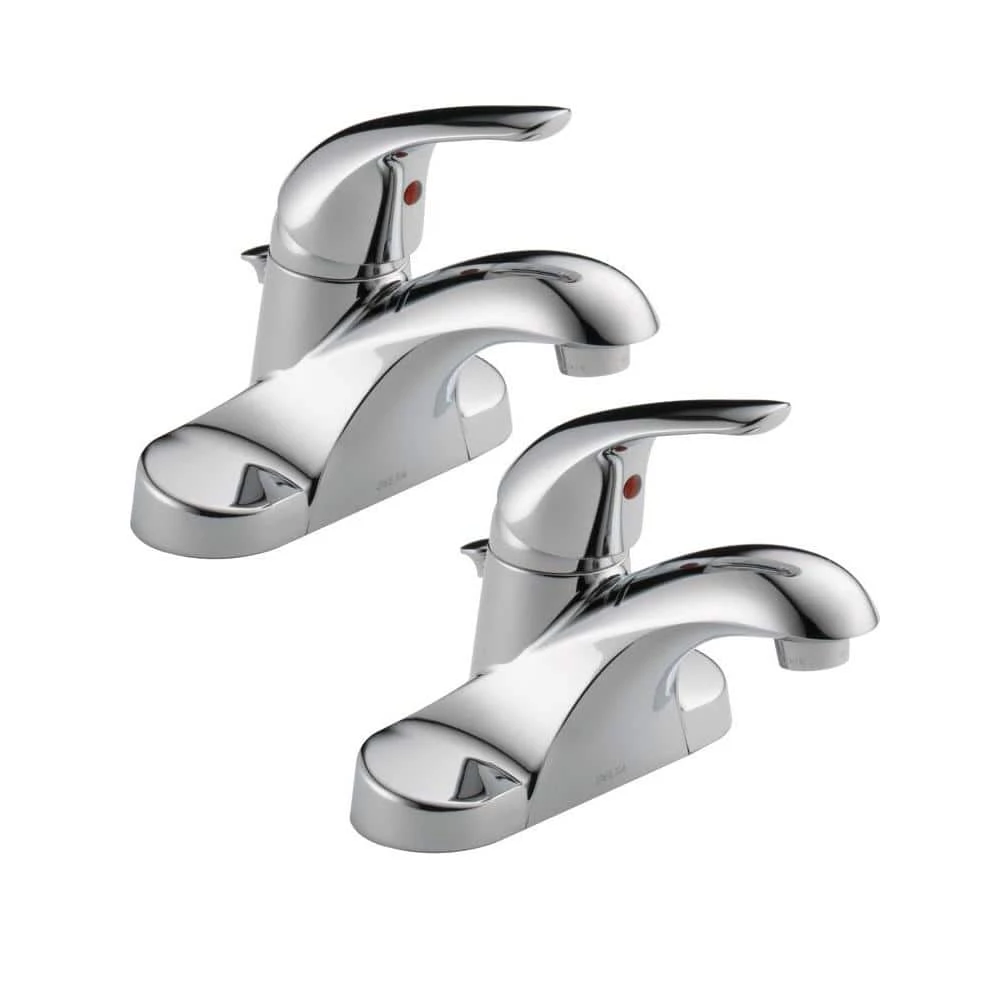 Delta Foundations 4 in. Centerset 1-Handle Bathroom Faucet in Polished Chrome (2-Pack) 1 Delta Foundations 4 in. Centerset 1-Handle Bathroom Faucet in Polished Chrome (2-Pack)