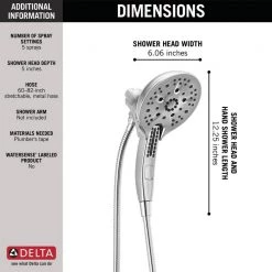 Delta In2ition 5-Spray 6.06 in. Wall Mount Dual Shower Heads with H2Okinetic Technology in Chrome -Bathroom Faucets Store chrome delta dual shower heads 58620 25 pk 40 1000