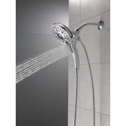 Delta In2ition 5-Spray 6.06 in. Wall Mount Dual Shower Heads with H2Okinetic Technology in Chrome -Bathroom Faucets Store chrome delta dual shower heads 58620 25 pk fa 1000