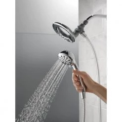 Delta In2ition Two-in-One 4-Spray 6.1 in. Dual Wall Mount Fixed and Handheld Shower Head in Chrome -Bathroom Faucets Store chrome delta dual shower heads 75486c 1d 1000