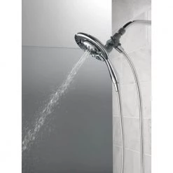 Delta In2ition Two-in-One 4-Spray 6.1 in. Dual Wall Mount Fixed and Handheld Shower Head in Chrome -Bathroom Faucets Store chrome delta dual shower heads 75486c 1f 1000