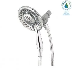 Delta In2ition Two-in-One 4-Spray 6.1 in. Dual Wall Mount Fixed and Handheld Shower Head in Chrome -Bathroom Faucets Store chrome delta dual shower heads 75486c 31 1000