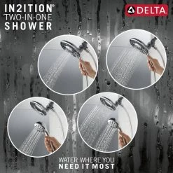 Delta In2ition Two-in-One 4-Spray 6.1 in. Dual Wall Mount Fixed and Handheld Shower Head in Chrome -Bathroom Faucets Store chrome delta dual shower heads 75486c c3 1000