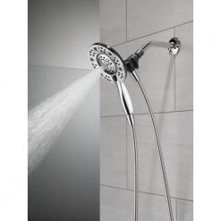 Delta In2ition Two-in-One 4-Spray 6 in. Dual Wall Mount Fixed and Handheld Shower Head in Chrome -Bathroom Faucets Store chrome delta dual shower heads 75494 1f 1000